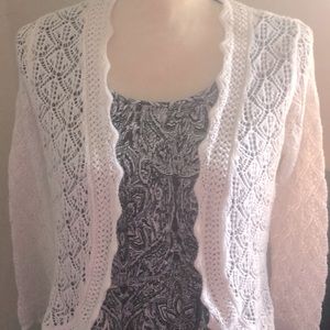 Dress Barn Med light white coverup sweater.